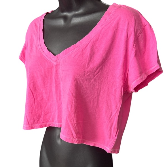 FOREVER 21 Neon/Hot Pink Cropped Tee - Picture 2 of 7